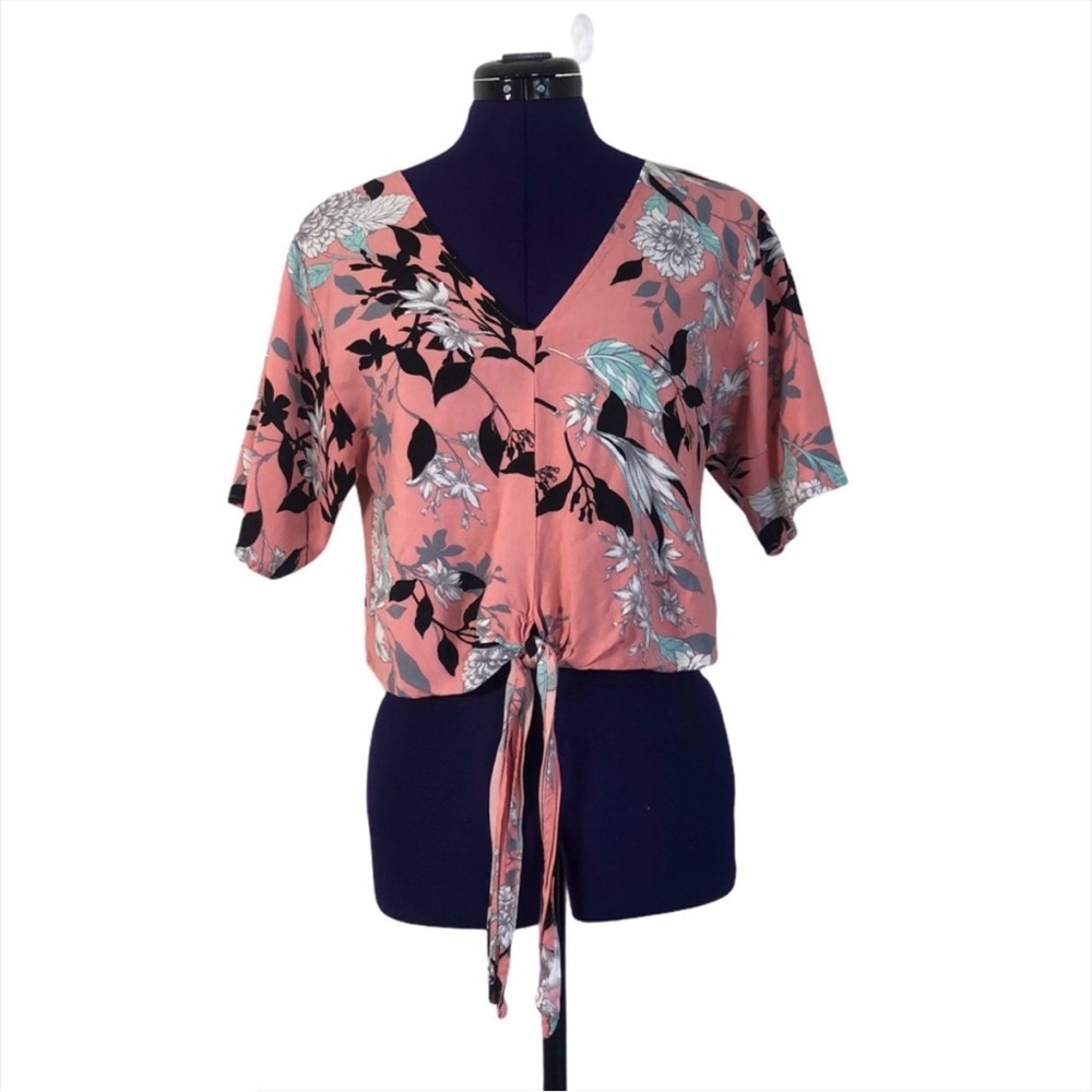 G by Guess Pink Floral Short Sleeve Top